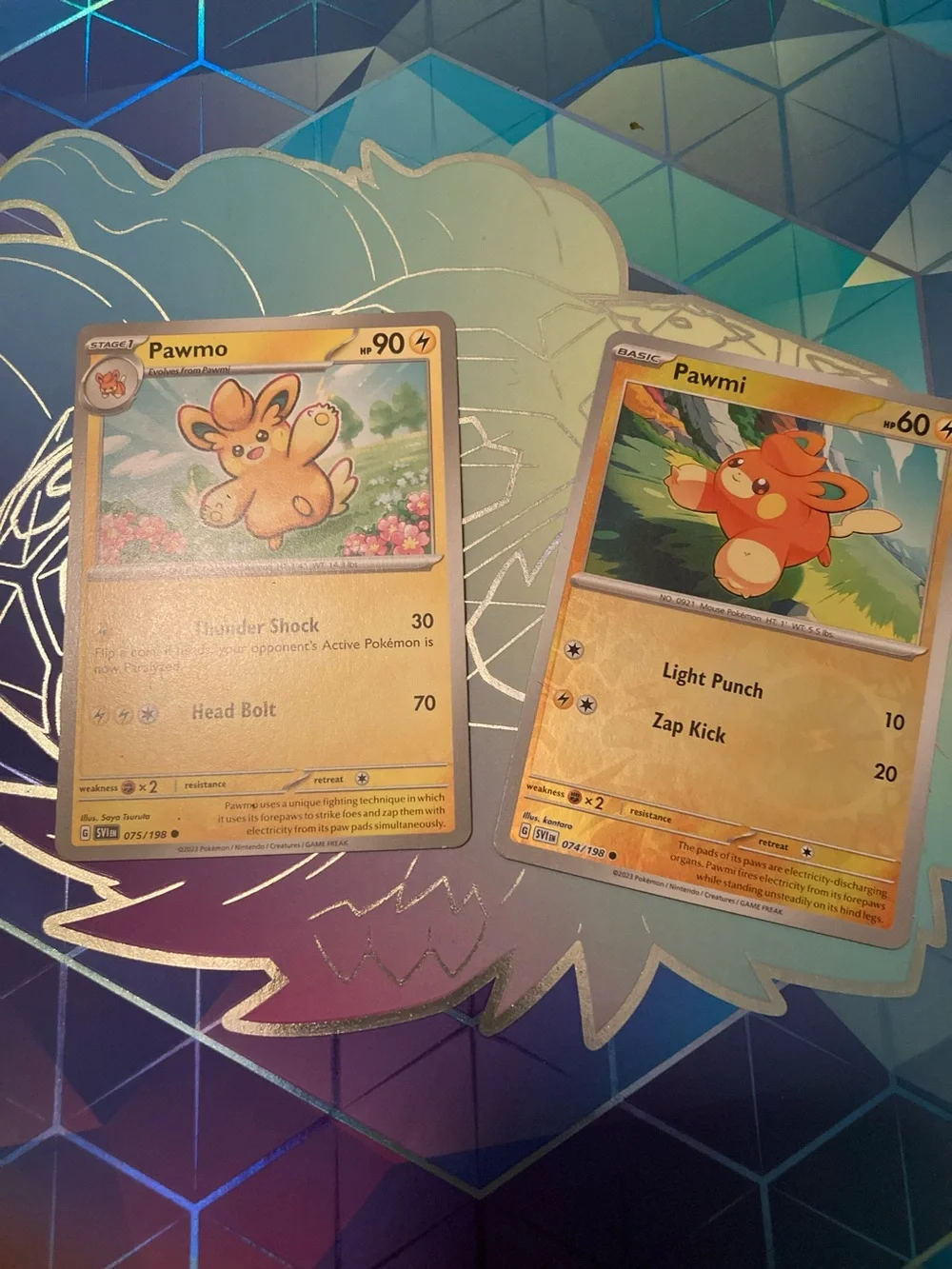 Pokemon Pawmo & Pawmi Yellow Electric Trading Cards Set